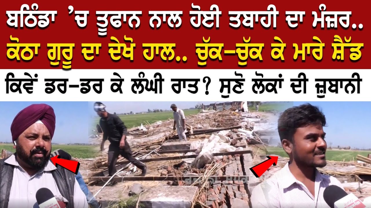 bathinda ’ਚ ਤੂਫਾਨ ਨਾਲ ਹੋਈ ਤਬਾਹੀ ਦਾ ਮੰਜ਼ਰ.. kotha guru ਦਾ ਦੇਖੋ ਹਾਲ.. ਚੁੱਕ-ਚੁੱਕ ਕੇ ਮਾਰੇ ਸ਼ੈੱਡ bathinda ’ਚ ਤੂਫਾਨ ਨਾਲ ਹੋਈ ਤਬਾਹੀ ਦਾ ਮੰਜ਼ਰ.. kotha guru ਦਾ ਦੇਖੋ ਹਾਲ.. ਚੁੱਕ-ਚੁੱਕ ਕੇ ਮਾਰੇ ਸ਼ੈੱਡ