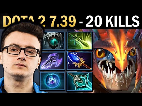 Slark Gameplay Miracle with 20 Kills and Skadi - Dota 7.39