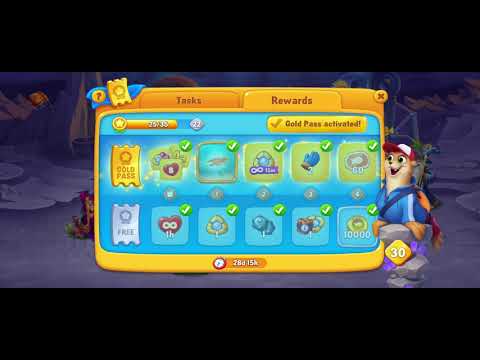 Fishdom Gold Pass Win Strikes Level 328 - 334, Using in 15 minutes of FREE Bomb & FREE Lightning