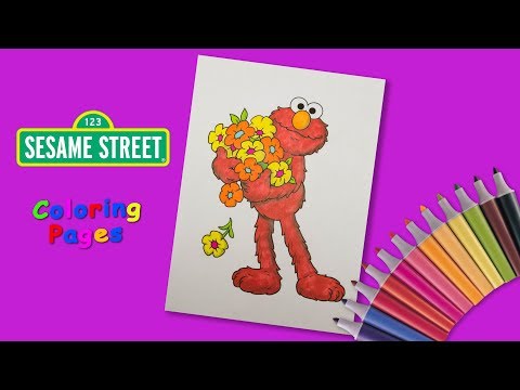 Elmo coloring page. Sesame street coloring book. How to draw Elmo from Sesame street. Video