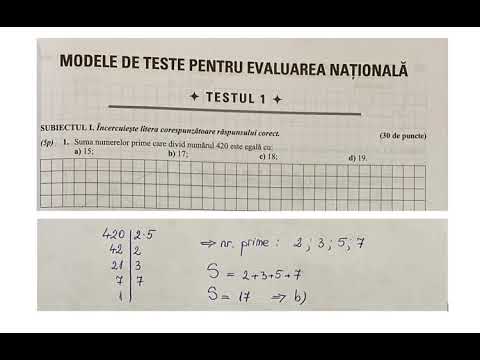 Suma numerelor prime care divid numarul 420 este egala cu