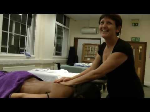 Petrissage massage technique on the back