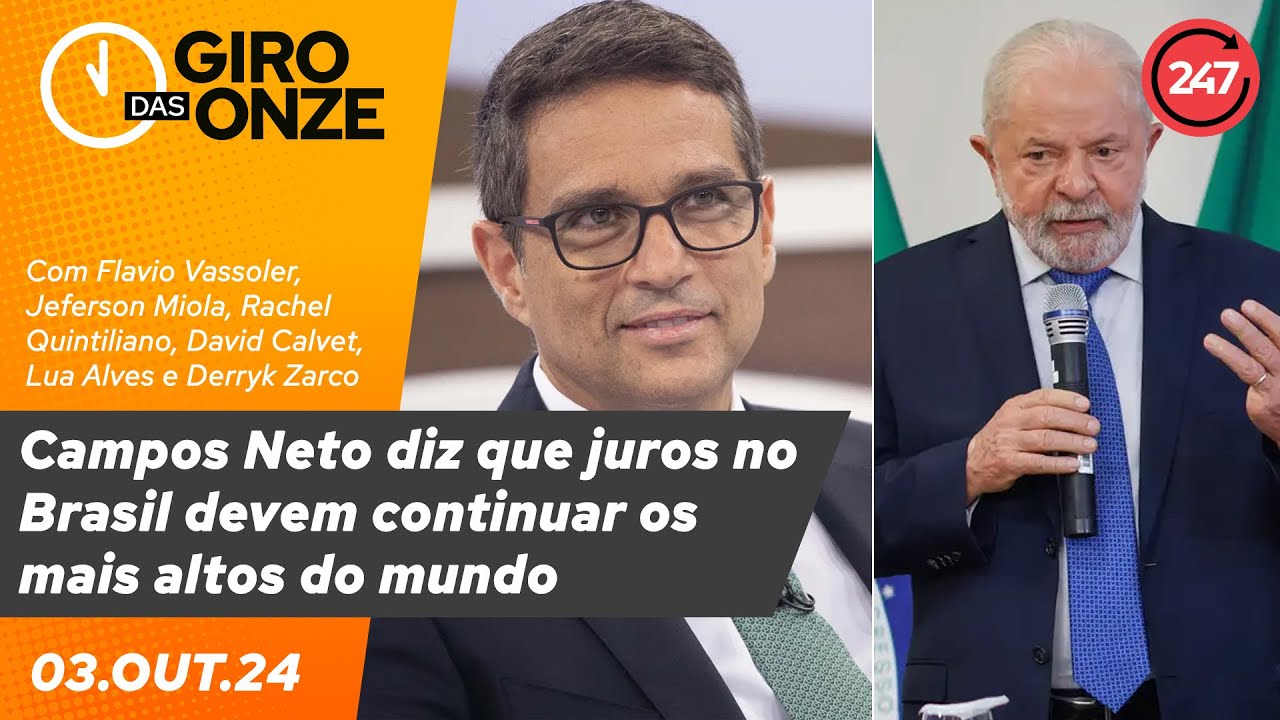 Giro das 11 - Campos Neto diz que juros no Brasil devem continuar os mais altos do mundo (03.10.24)