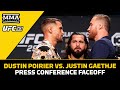 Jorge Masvidal Faces Off Dustin Poirier, Justin Gaethje At Presser Staredown | UFC 291