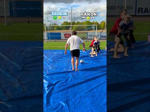 1v1 Slip and Slide Football Challenge ⚽️💦 #shorts