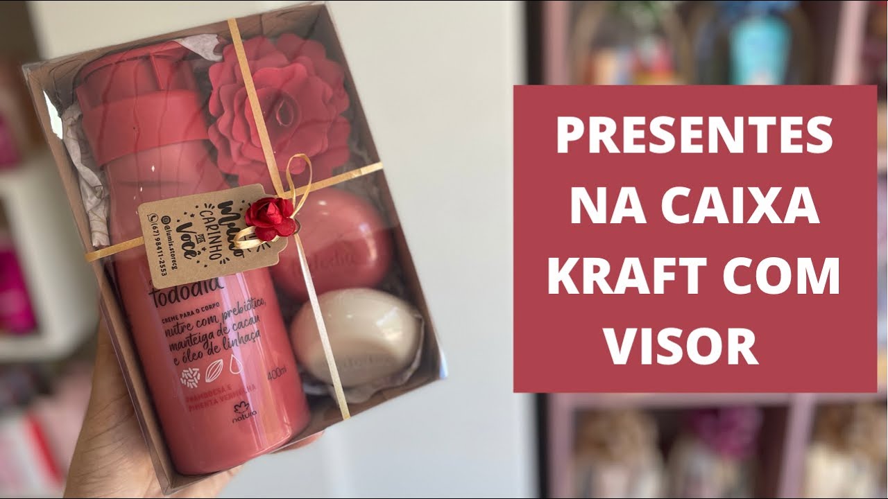 PRESENTES NA CAIXA KRAFT COM VISOR DE ACETATO | BAIXO CUSTO | ESPECIAL DIA DAS MÃES 2022