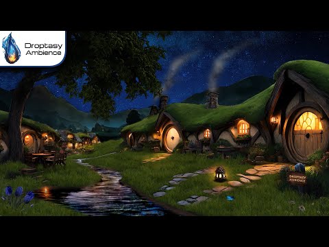 Cozy HOBBIT Village Ambience 🌳(DYNAMIC Weather)🌦️ Rain, Crickets & Relaxing Night Sounds for Sleep
