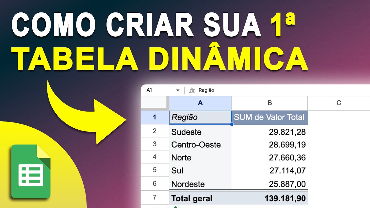 Google Sheets: Tudo Sobre - Como criar sua primeira TABELA DINÂMICA no Google Planilhas