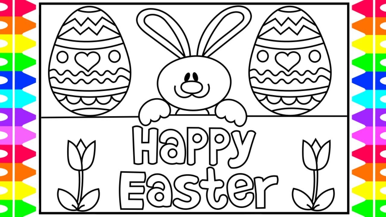How to Draw the Easter Bunny for Kids 🐰🌈🌷 Easter Bunny Coloring Pages for Kids | HAPPY EASTER