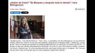 La variable del bloqueo, lo primero para hablar de Cuba: Inna Afinogenova