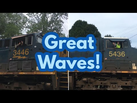 Two CSX trains with GREAT crews and GREAT waves!! M652 and M693