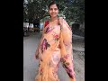 Nude Peach Printed Organza Silk Saree Mirra Clothing