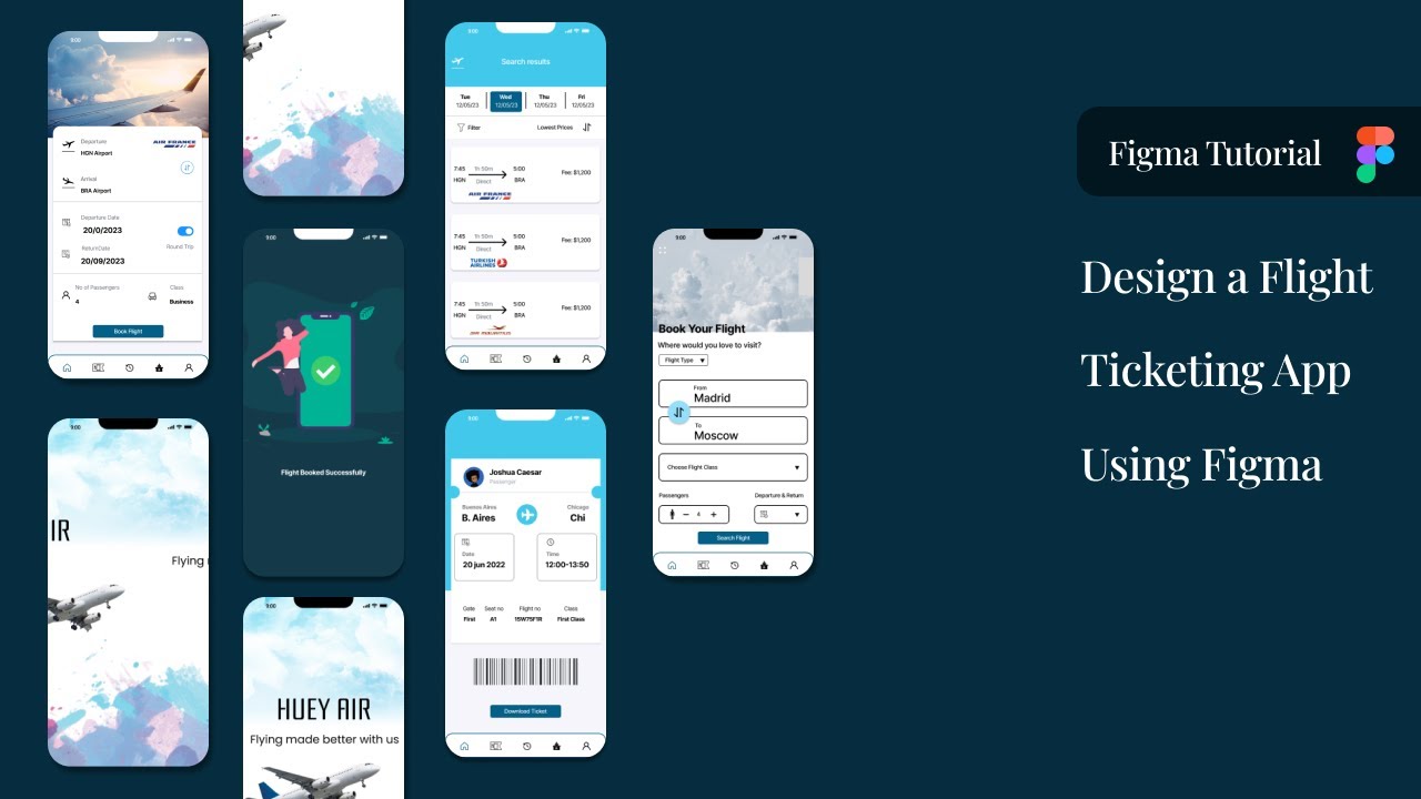 Create a Flight Ticket Booking Application using Figma