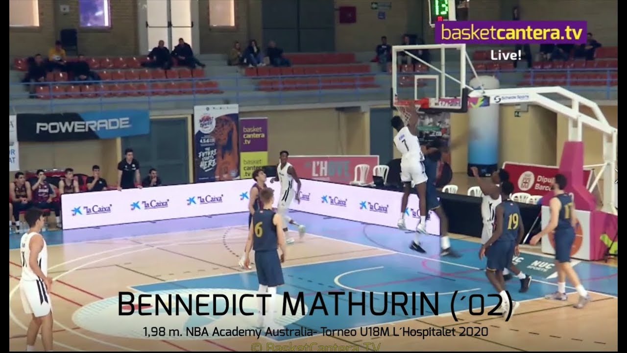 BENNEDICT MATHURIN (´02) 1,98 m. NBA Academy Australia. Torneo U18M Hospitalet (BasketCantera.TV)