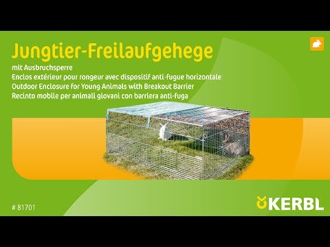 Kaninhage med SMÅ maskor, solskydd och smart rymningskant 144 cm - Video