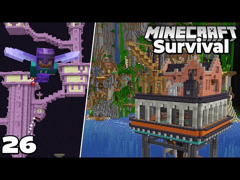 Let's Play Minecraft Survival : Steampunk Oil Rig build and End Raiding
