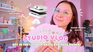 STUDIO VLOG ✿ packing orders, making sticker sheets & using the HTVRONT auto heat press!