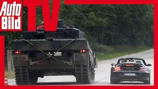 Porsche 9ff vs Leopard 2 tank - Boys and their toy