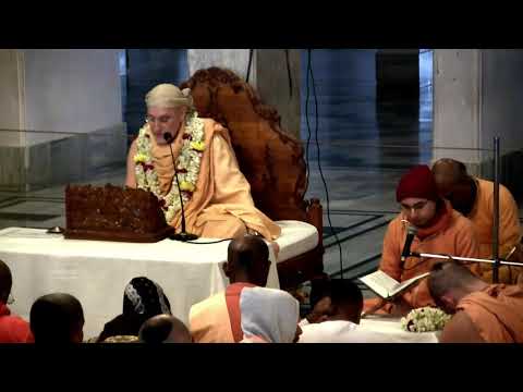 H.H. Bhakti Vidya Purna Swami gave an English S.B. 9.8.24-30 class in Mayapur