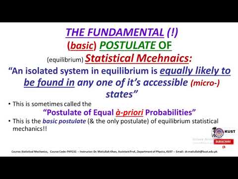 FACULTY241 PHY231 KUST20201 L14 Basic Postulate of probability