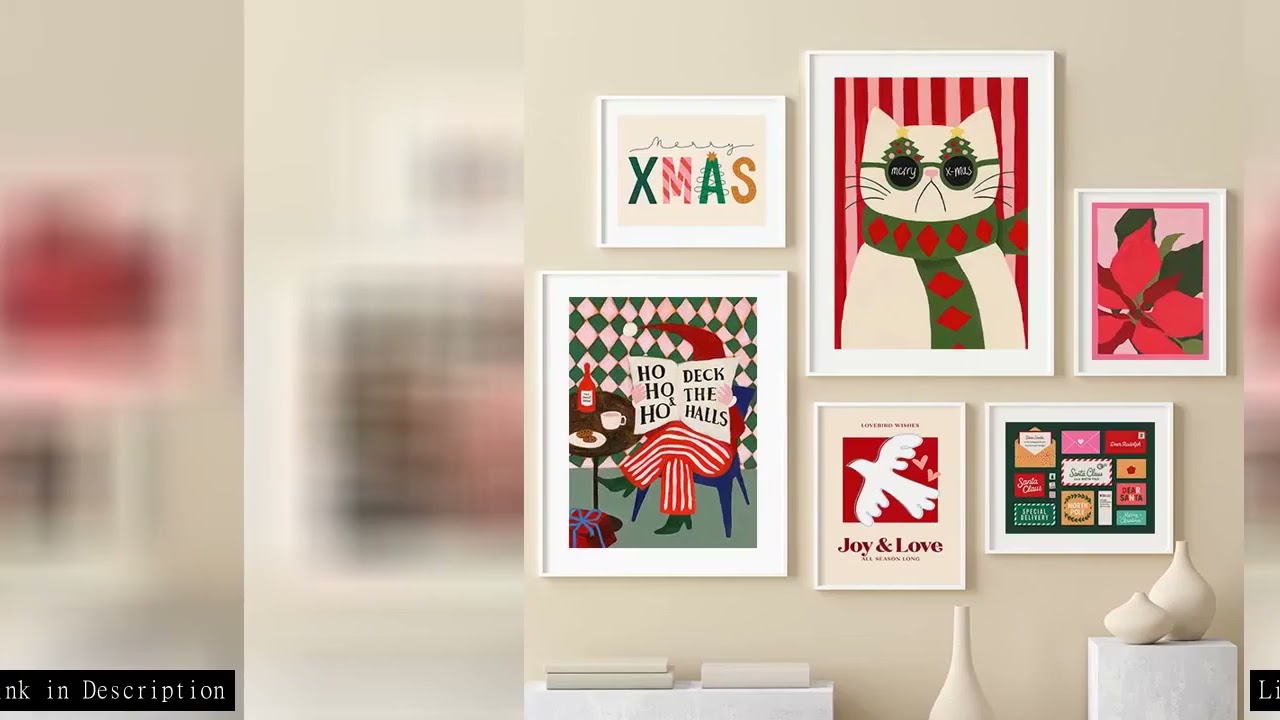 Christmas Cat Tree Santa Claus Nordic Posters Prints Canvas Printing Wall Art Picture for Holiday Li