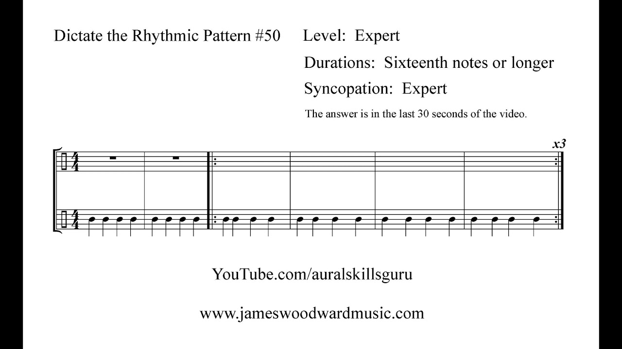 Rhythmic Dictation in a Pattern #50 - Expert Level