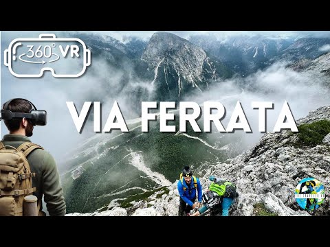 Dolomites Via Ferrata in 360° VR | Via Ferrata Strobel–Punta Fiames | Epic Italian Alps Climb