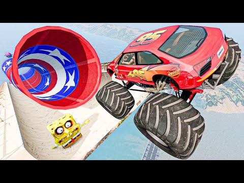 Big Ramp Jumps with Real Car Mods - BeamNG Drive Crashes | Car Base