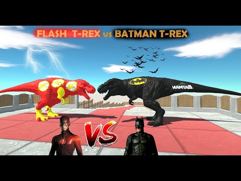 FLASH T-REX vs BATMAN T-REX  DEATH CLIMB -Animal Revolt Battle Simulator
