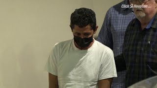 Luis Calderon arrived at the Galveston County jail Tuesday night, under escort by Galveston Coun...