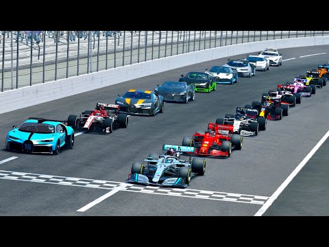 Bugatti Hypercars vs F1 2020 Cars at Oval MotorSpeedway