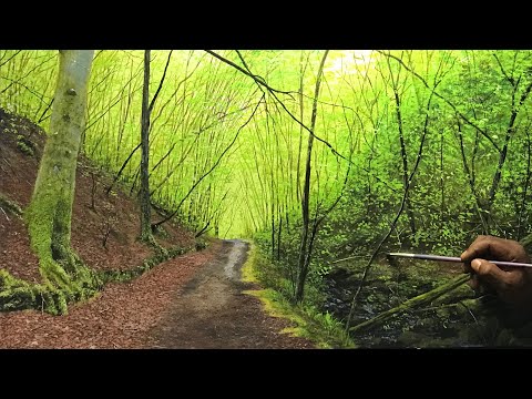 How To Paint Color Full Jungle With Road. Time-lapse  Episode #18
