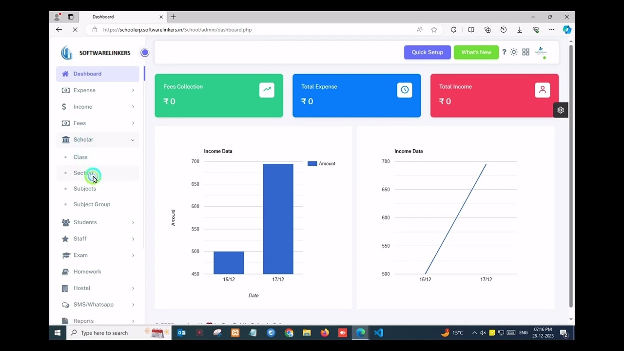 How to add section in school management system - Softwarelinkers #schoolsoftware #softwarelinkers