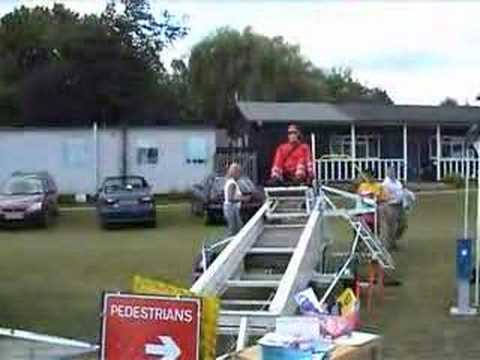 Video Clip of Living Crash Test Dummy on on crash simulator mannequin-man performming as a Crash Test Dummy: mannequin-man as crash test dummy on crash simulator - West Sussex County Council at Horsham Motor Show 2004 for West Sussex County Council on 20/06/2004