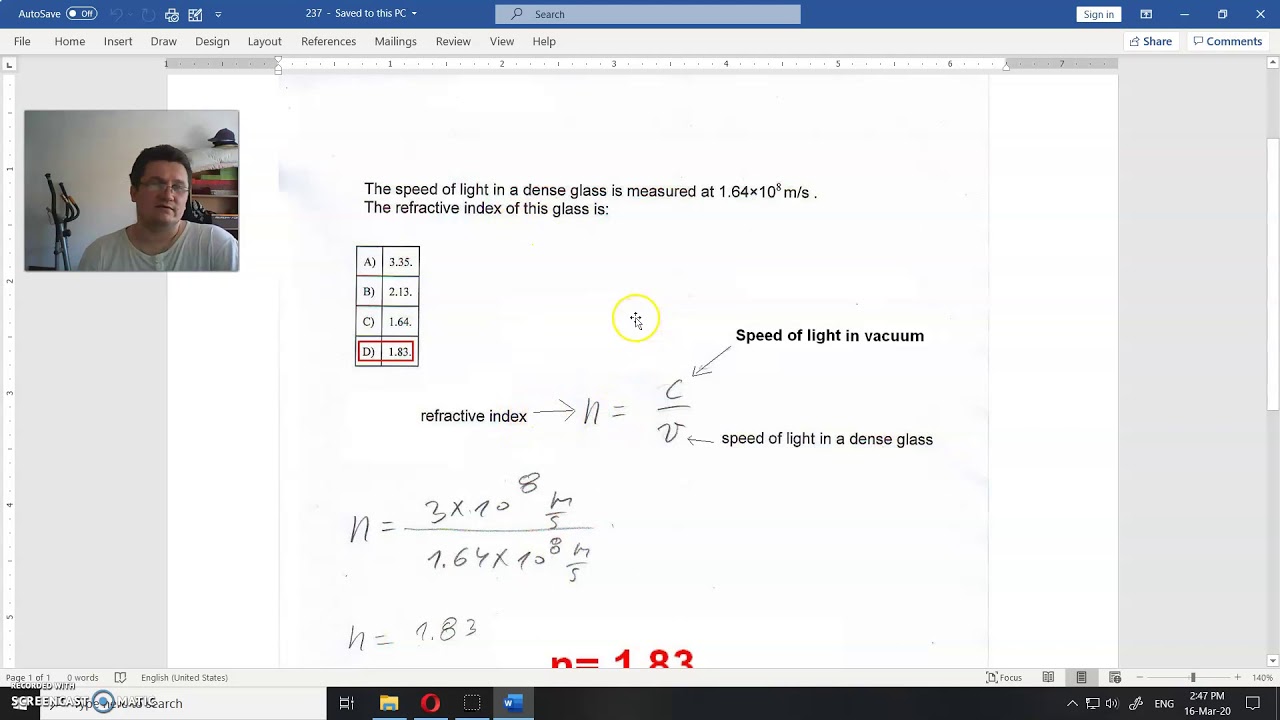 237. assignment (refractive index)