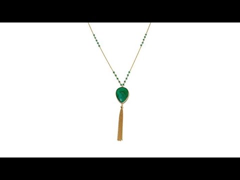 Argento Vivo Green Onyx and Cable Chain Tassel Necklace