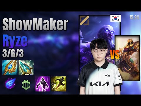 ShowMaker Mid Ryze vs Azir lol KR solo rank Full Game 15.24 | 쇼메이커 라이즈 vs 아지르
