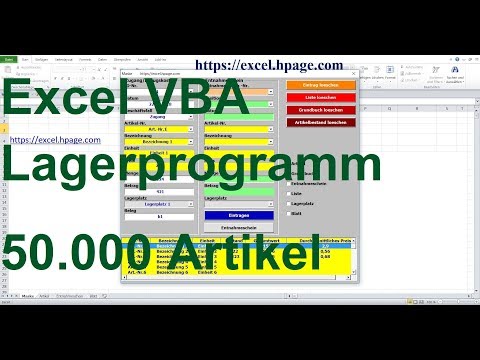 49 Lagerprogramm 50 000 Artikel und 50 000 Lagerplätzen in Excel VBA selber erstellen