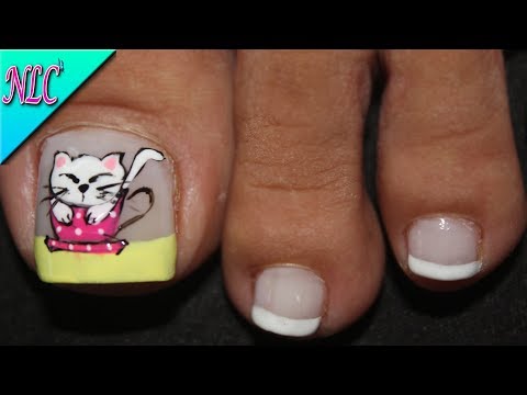 DISEÑO DE UÑAS PARA PIES GATITA Y FRANCÉS – CAT NAIL ART – NLC