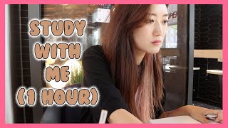 1 HOUR STUDY WITH ME AT A COFFEE SHOP 스터디윗미 (Background Noise, Real Time) | Crystall Cho