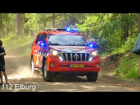 [Auto hindert brandweer] Brandweer Elburg + OVD-B met spoed naar een bosbrand in Epe