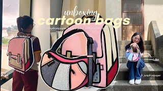 unboxing a 2D cartoon backpack 🎀✨| jumpfrompaper bags + pack with me for class