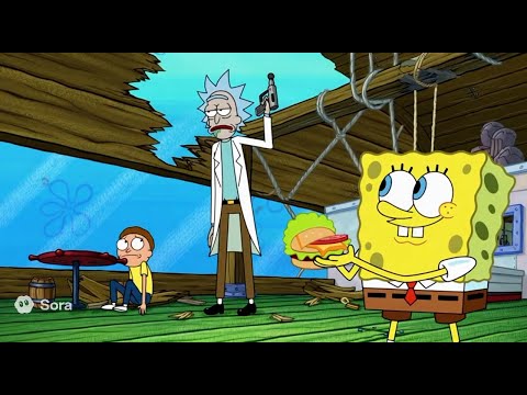 Rick and Morty in Bikini Bottom (Sora 2)