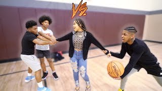 1v2 Basketball VS. Deshae Frost & His Little Brother!! (If I win I take Deshae Girl On A Date!)