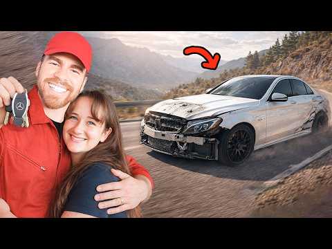 I REBUILT A WRECKED MERCEDES AMG C63s THEN GAVE IT TO MY WIFE!!