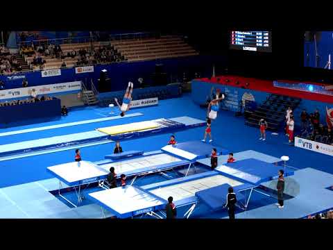 Uzbekistan (UZB) M - 2019 Trampoline Worlds, Tokyo (JPN) - Qualification Synchro R2