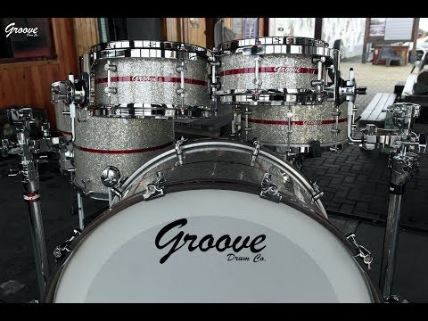 Groove Drum Co. Mahogany Walnut 24,10,12,14,16+14" Glitter Inlayed Drums