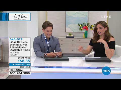 LiPaz 10piece Sterling Silver and GoldPlated Stackable R...