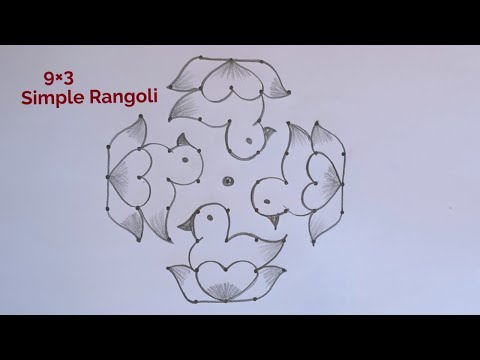 Chithirai Madham Simple Kolam Design 9×3 🌺 9×3 Begginers Rangoli 🌺 Pandaga Muggulu🌺Beautiful Rangoli