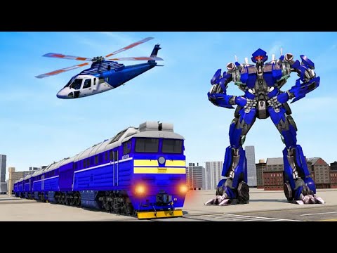 Real Train Robot Transformation Game 2021: Blue Robot Transformers Battle - Android Gameplay